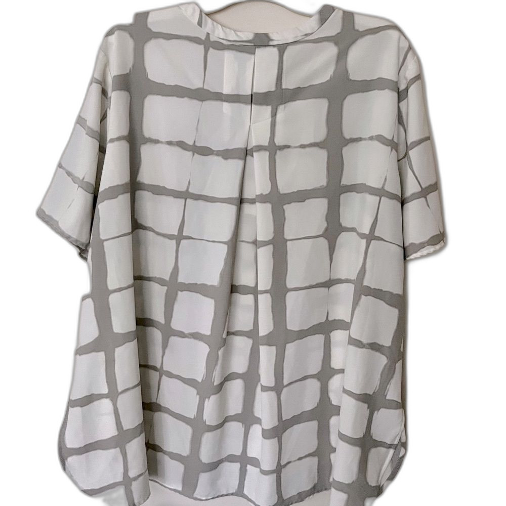 Adam Lippes x Target Window Pane Print Button Down Popover Loose Swingy Top 3X - Picture 5 of 6